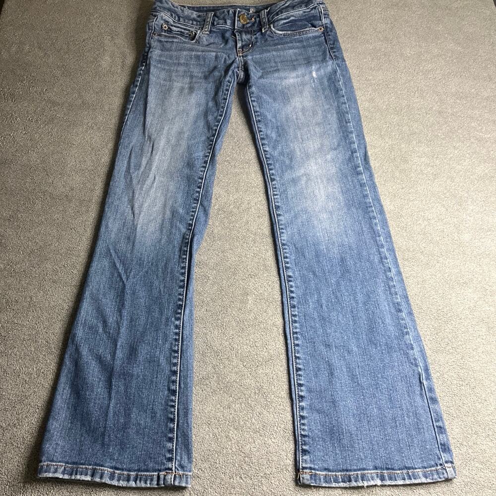 American Eagle Favorite Boyfriend Jeans Women’s 0 Regular Blue Stretch DenimB268